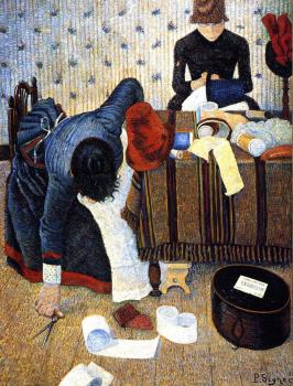 (image for) Handmade Oil painting for home canvas, oil painting framed canvas for living room Paul Signac's painting,The Milliners - Click Image to Close
